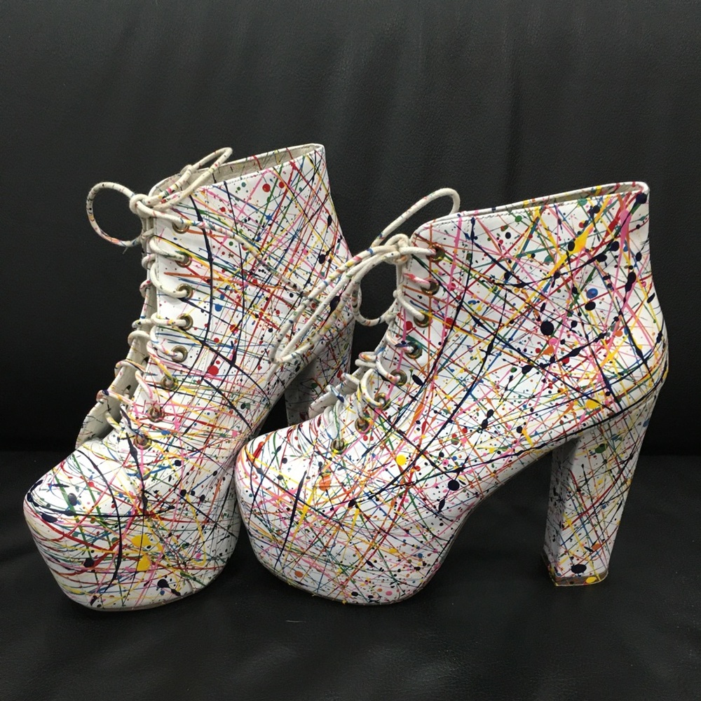 Jeffrey Campbell Paint Splatter Platform Boots